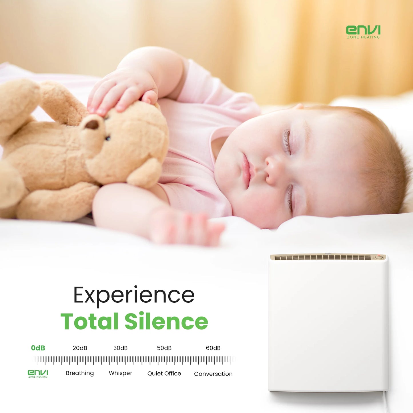 Envi Plug-in Electric Panel Wall Heater Home, Energy Efficient, Child Safe, Quiet, Outstanding Bedrooms, Bathrooms, Office, Kitchen, Garage, Tip-Over Protection, Comt-Level Adjustable Thermostat