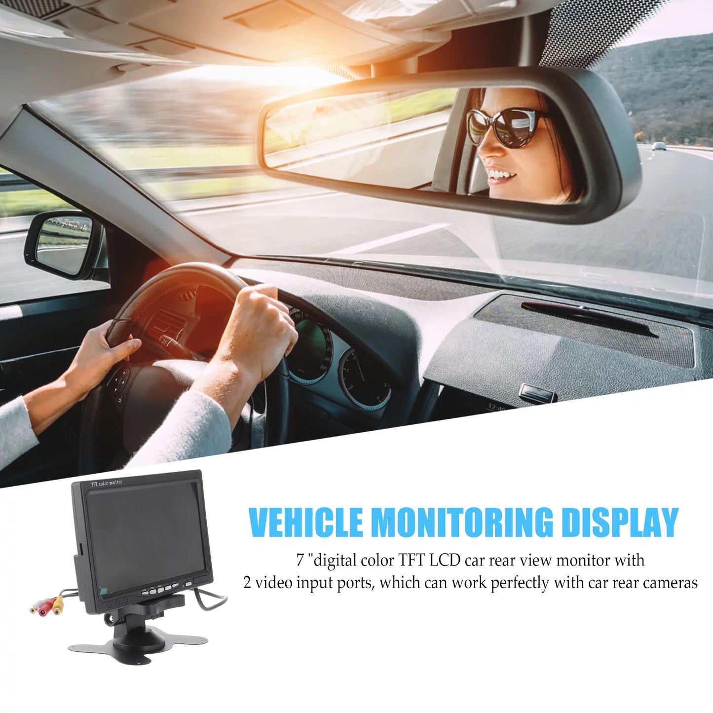 Mirror Monitor car 7" TFT LCD Backlight Color Mirror Monitor Car Reverse Rear View Backup Camera Car DVD Serveillance Camera (Black)