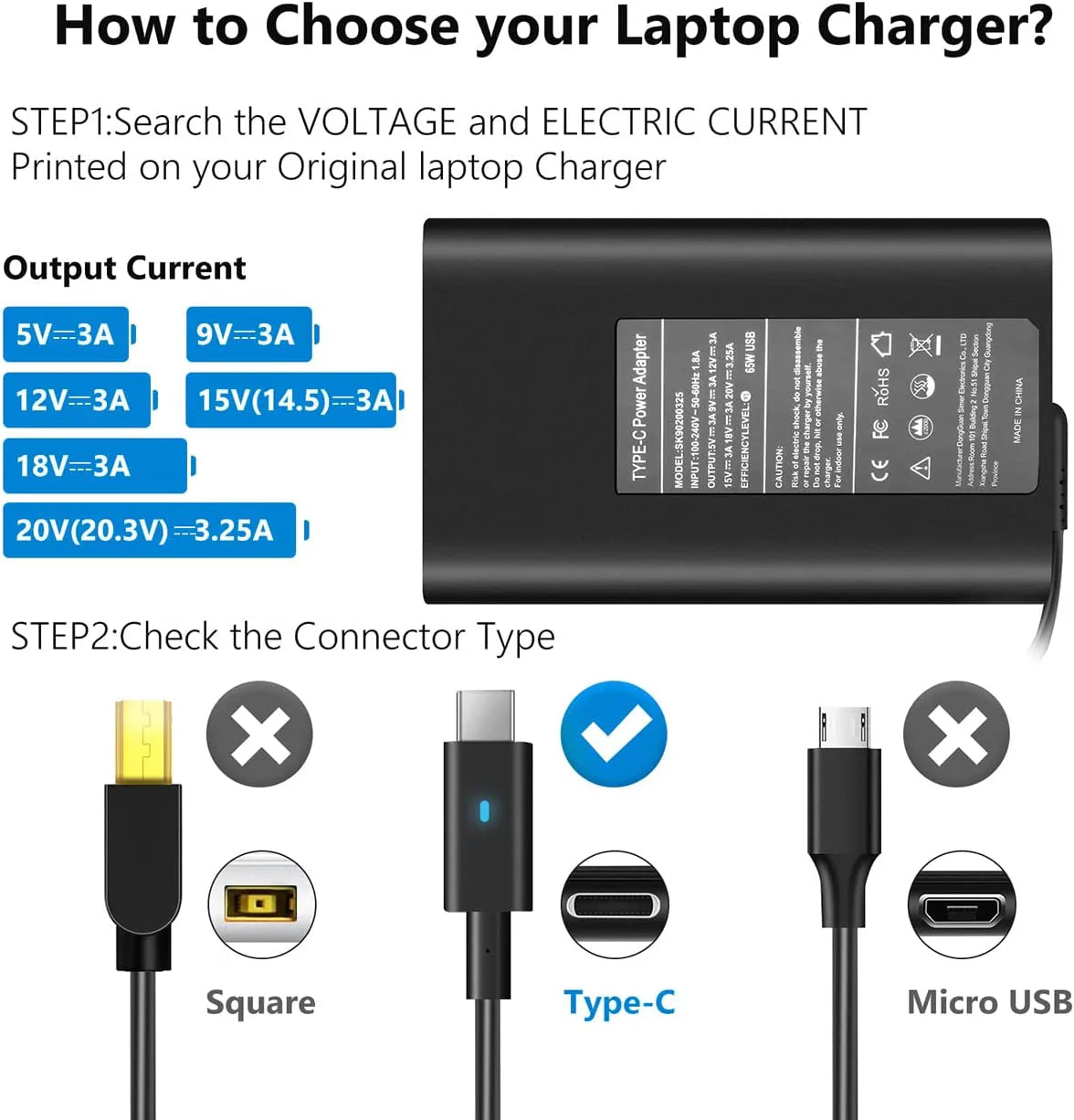 65W USB C Type C Adapter Laptop Charger Dell Latitude 5520 5420 5290 5285 5179 5480 5400 5310 5320 7420 7410 7370
