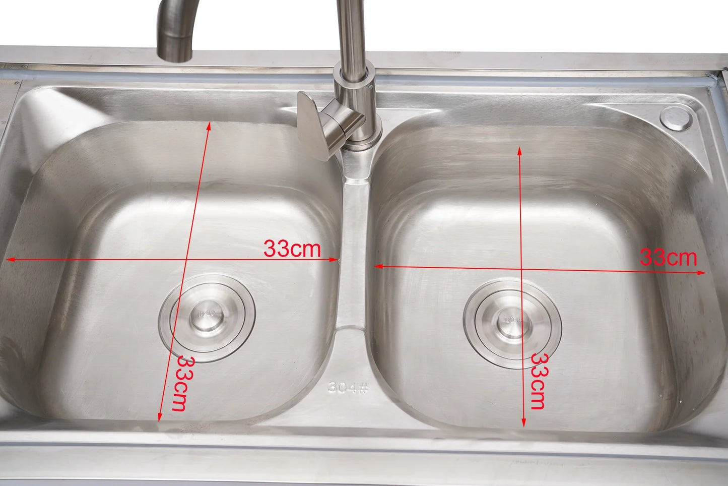 Loyalheartdy 2 Compartment Commercial Kitchen Sink Stainless Steel Utility Sink Basin Catering Prep Table+360° Faucet+2 Drainboard