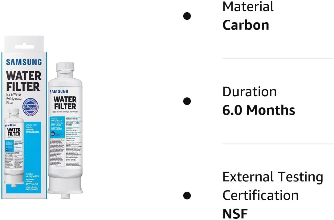 3 Pack With HAF-QIN/EXP, DA97-17376B, DA97-08006C, HAF-QIN Refrigerator Water Filter