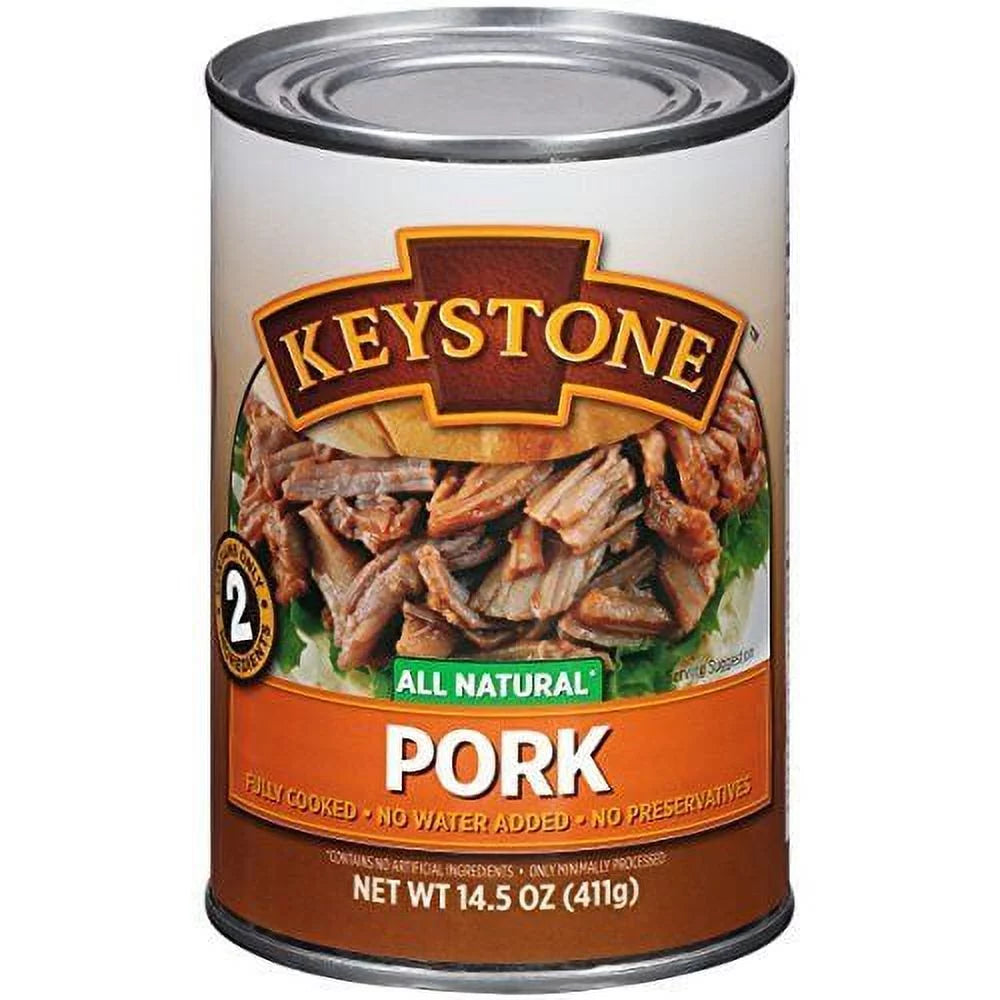 (6 Pack) Keystone All Natural Pork 14.5 oz Can Emergency Survival Food For Camping Hiking and Backpacking Ready to Eat- Pack of 6 Cans