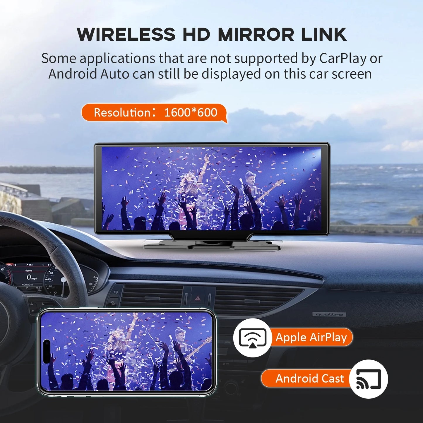 Herilary Wireless Apple Carplay Screen Car Stereo Android Auto Car Play Adapter 10.26" Touch Screen Wireless Carplay with 2.5K Dash Cam, Mirror Link/Siri/Wifi/Bluetooth/Double Din