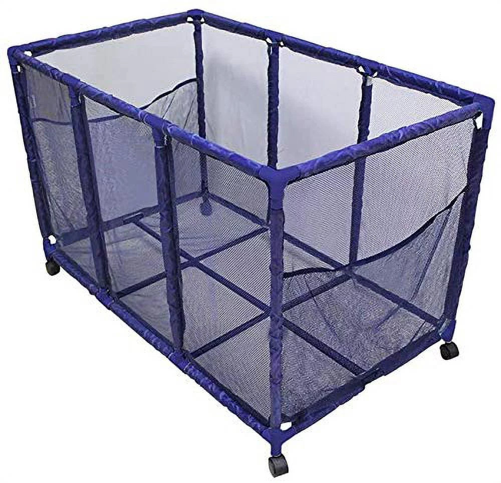 Essentially Yours Pool Noodles Holder, Toys, Floats, Balls and Floats Equipment Mesh Rolling Storage Organizer Bin, Kids Height, Large, (43" W x 25" L x 28" H), Blue Style 563009