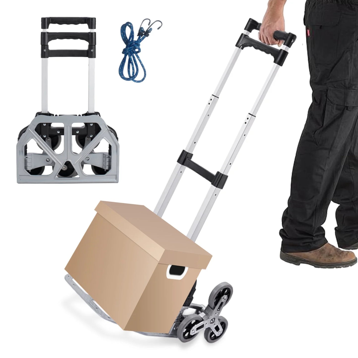 WZTO Moving Dolly For Stairs | Heavy Duty Collapsible Trolley With Wheels | Portable Folding Truck For Luggage, Moving, Travel, Shopping, Workplace, Warehouse Distribution