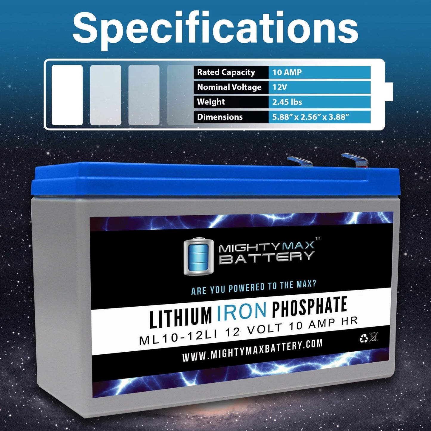 12V 10AH Lithium Replacement Battery with Streamlight E-Flood Box HL - 2 Pack