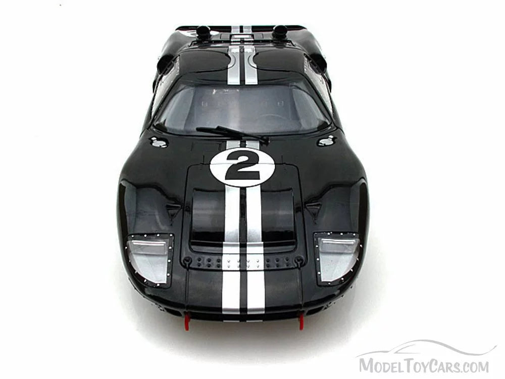 1966 Ford GT-40 MK II #2, Black w/ Silver Stripes - Shelby SC408 - 1/18 Scale Diecast Model Toy Car
