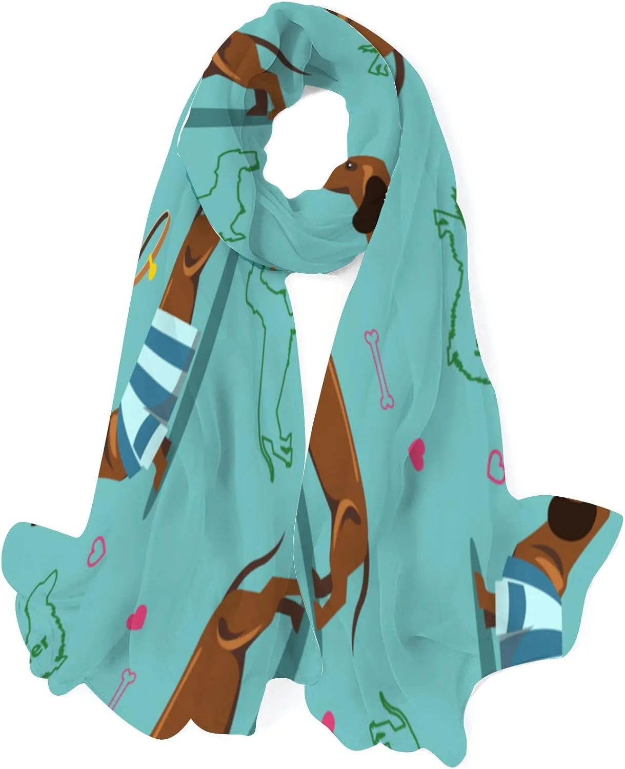 Hyjoy Blue Dachshund Long Silk Neck Scarf Lightweight Shawl Wrap Scarves Women Girls