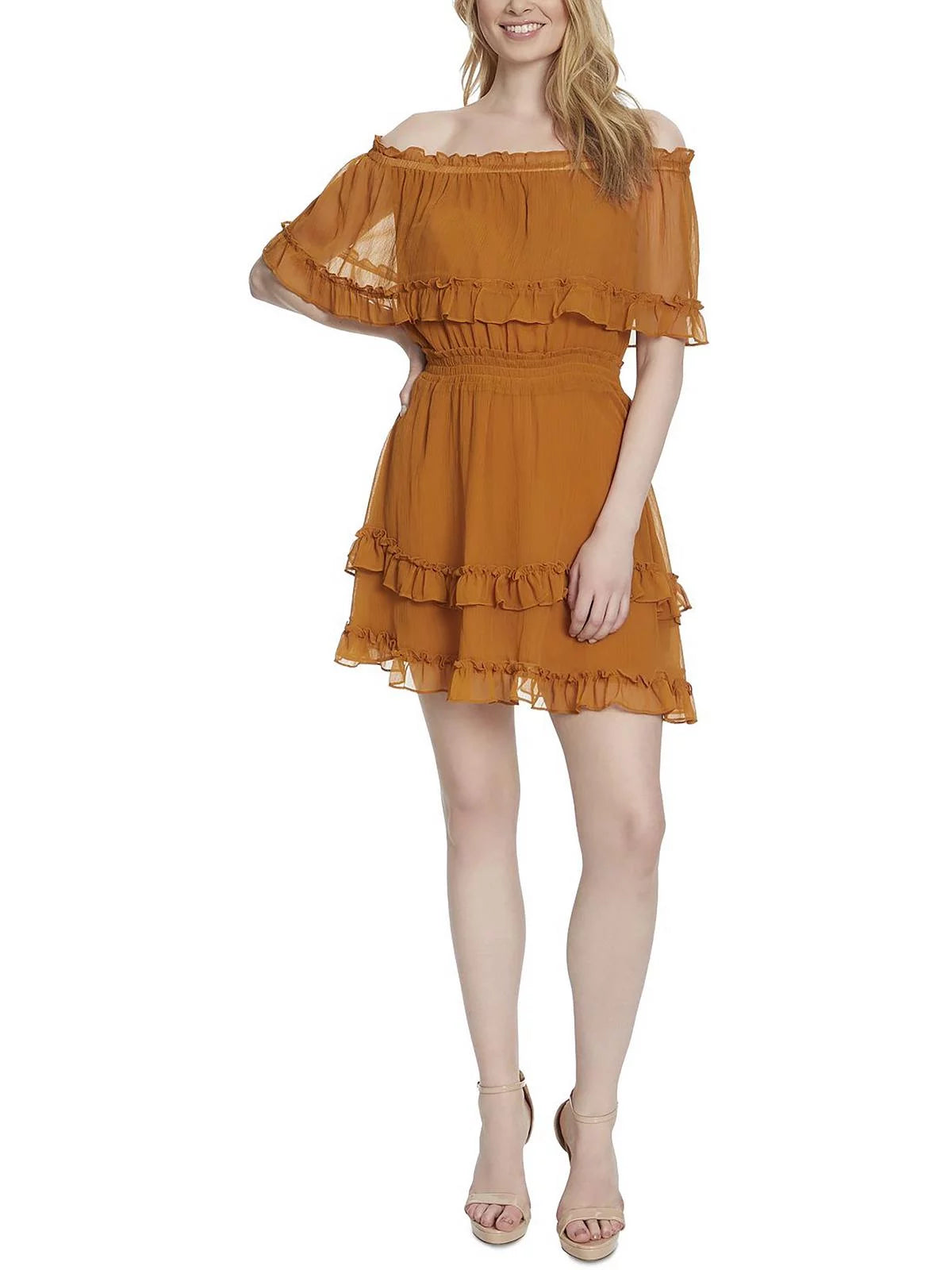 Jessica Simpson Womens Amaya Off-The-Shoulder Short Mini Dress