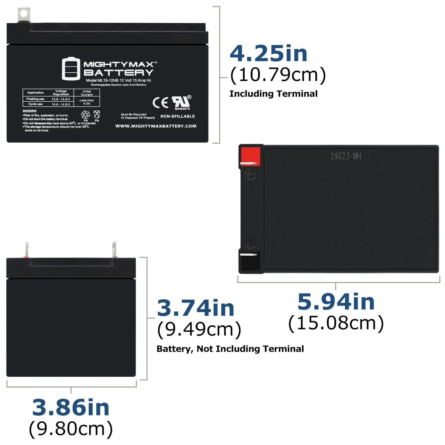 ML15-12NB 12V 15AH Replacement Battery with Evo 500W Electric Scooter - 10 Pack