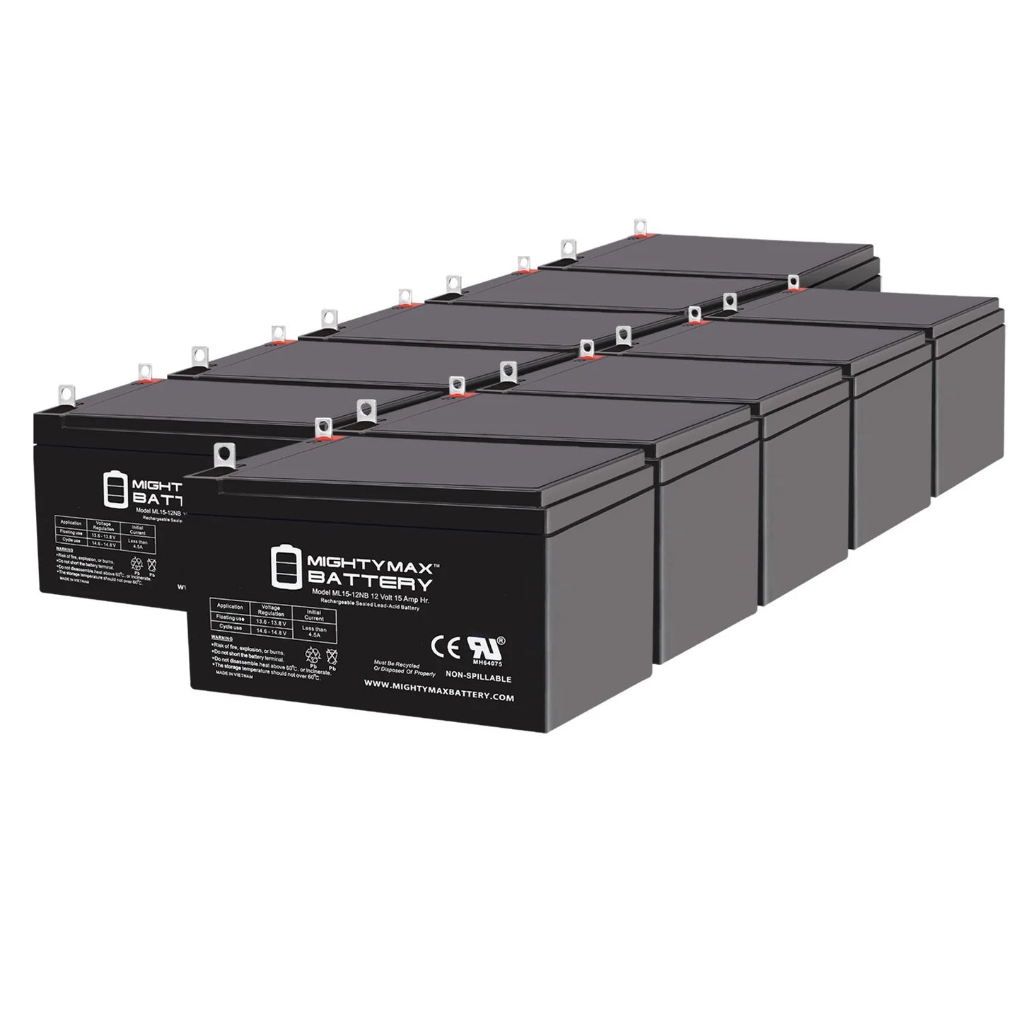 ML15-12NB 12V 15AH Replacement Battery with Evo 500W Electric Scooter - 10 Pack