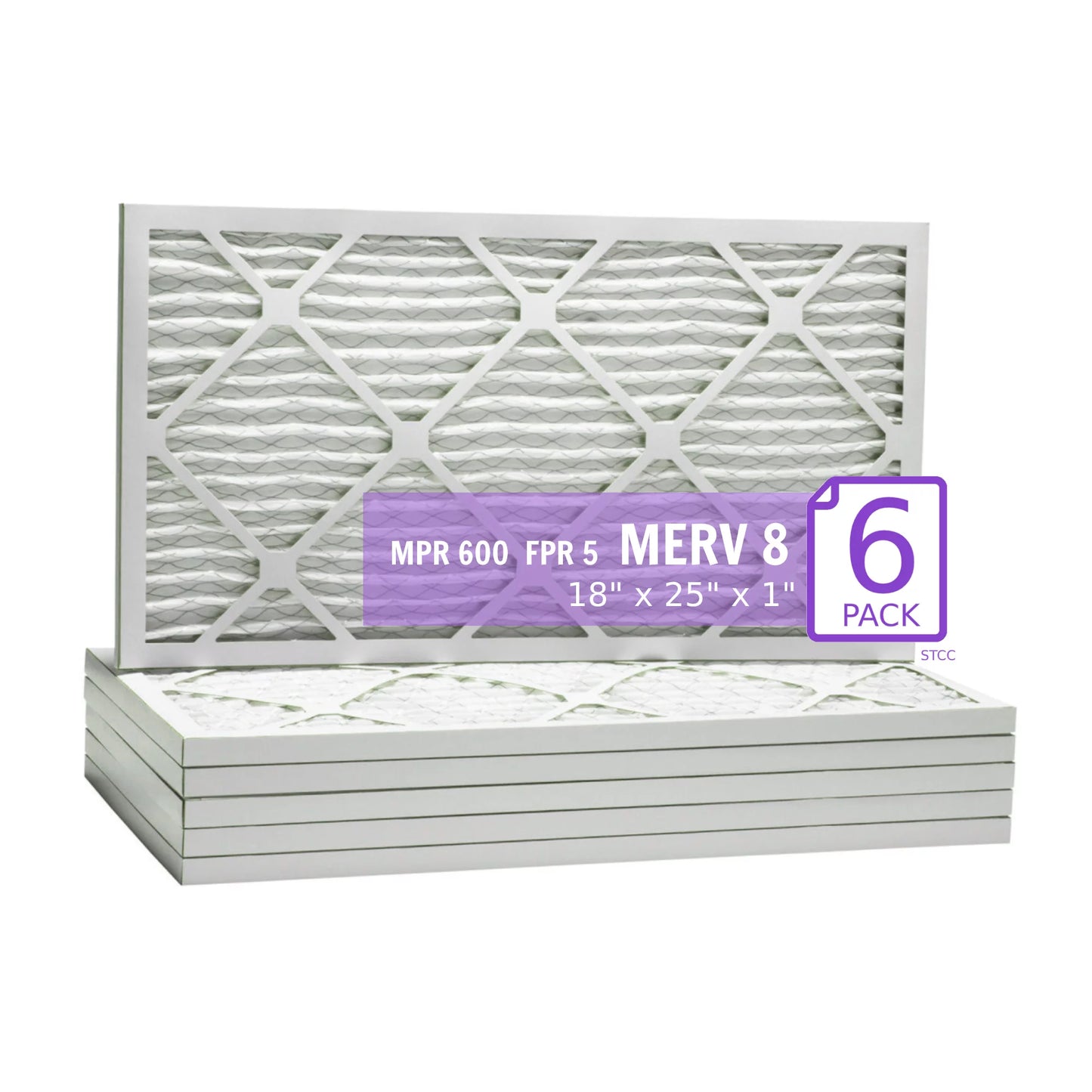 18x25x1, Purolator DMK80 Extended Surface Pleated Air Filter, Mechanical MERV 8, (6 Pack)