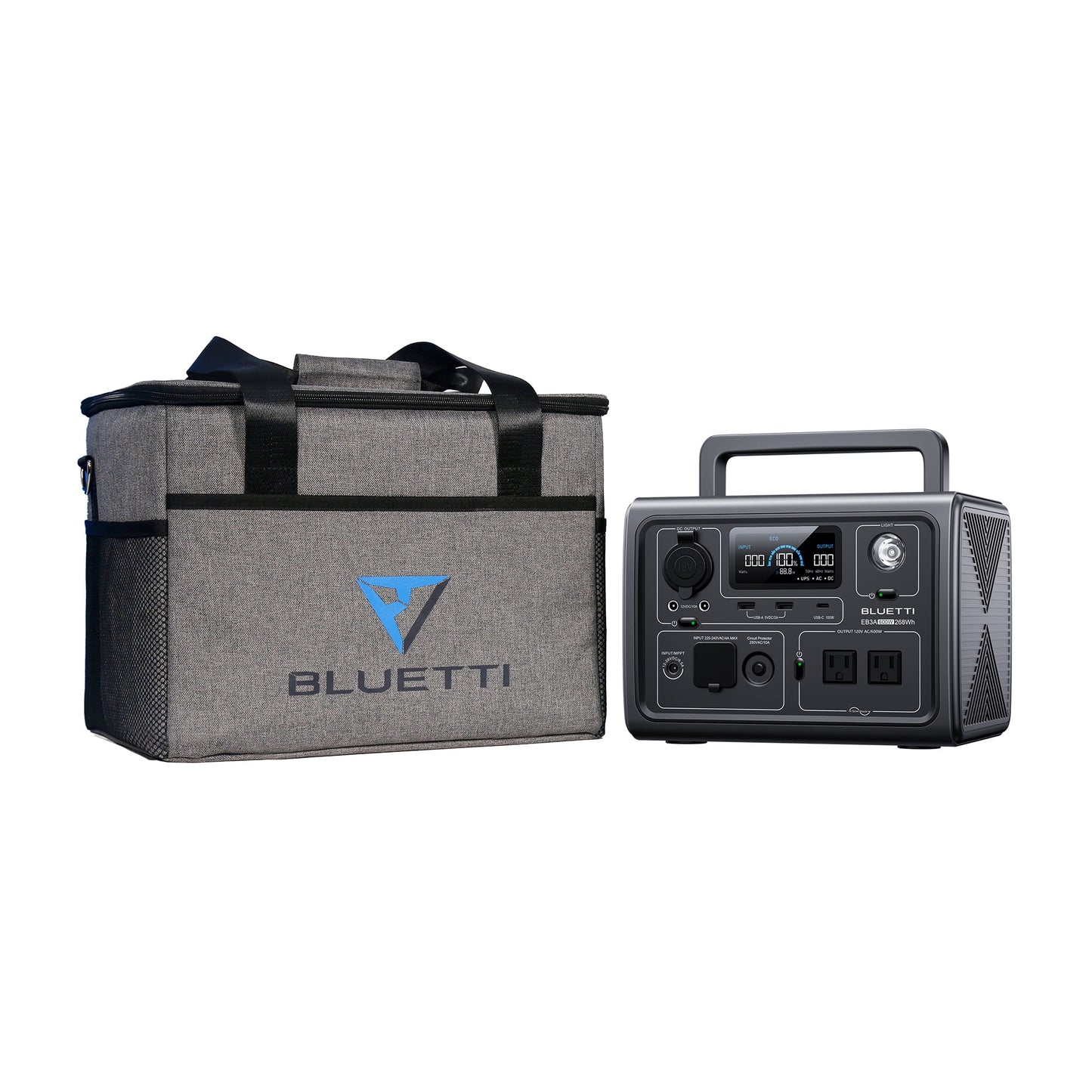 TTI EB3A Portable Generator, W/Carry Bag,600W Solar Generator, 268Wh LiFePO4 Power Station Camping, Home Use, Emergency