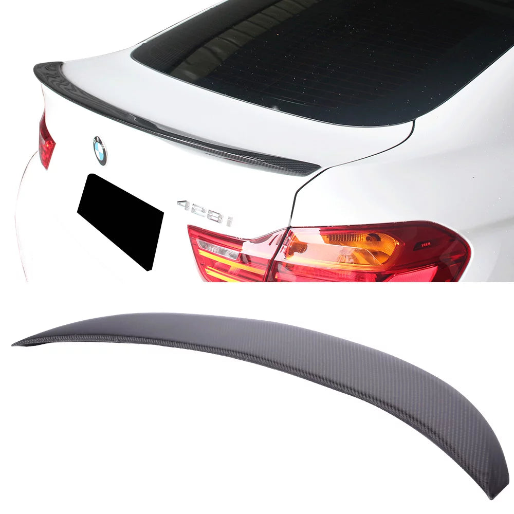 Ikon Motorsports with 15-20 BMW F36 4 Series 4DR Gran Coupe V Style Rear Trunk Spoiler Wing - Carbon Fiber 2015 2016 2017 2018 2019 2020