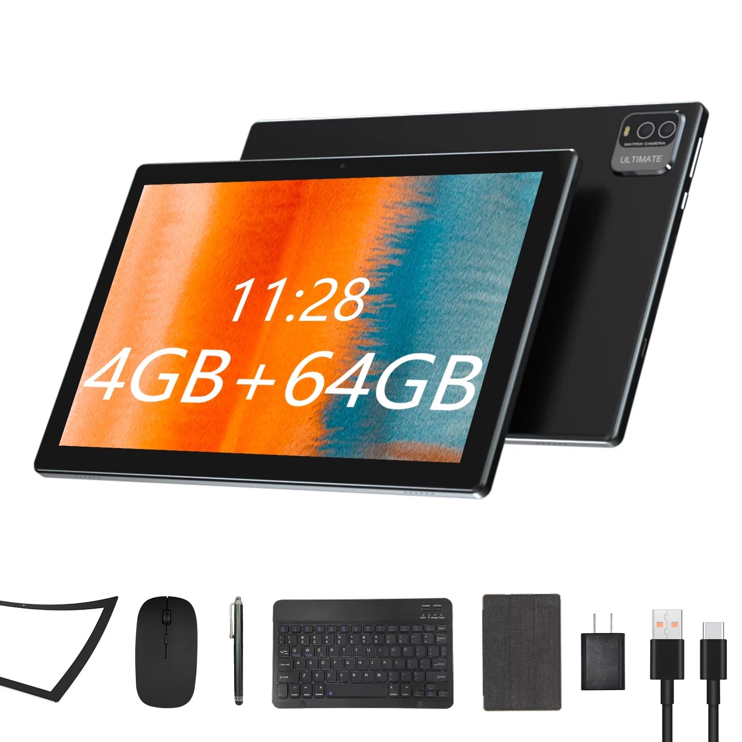 Coopers 2 in 1 Tablet, 10 inch Android 11 Tablet with Keyboard 4GB+64GB+512GB Expandable Dual Camera, WiFi, Bluetooth, Long Battery Life, Google Certified Tablet PC
