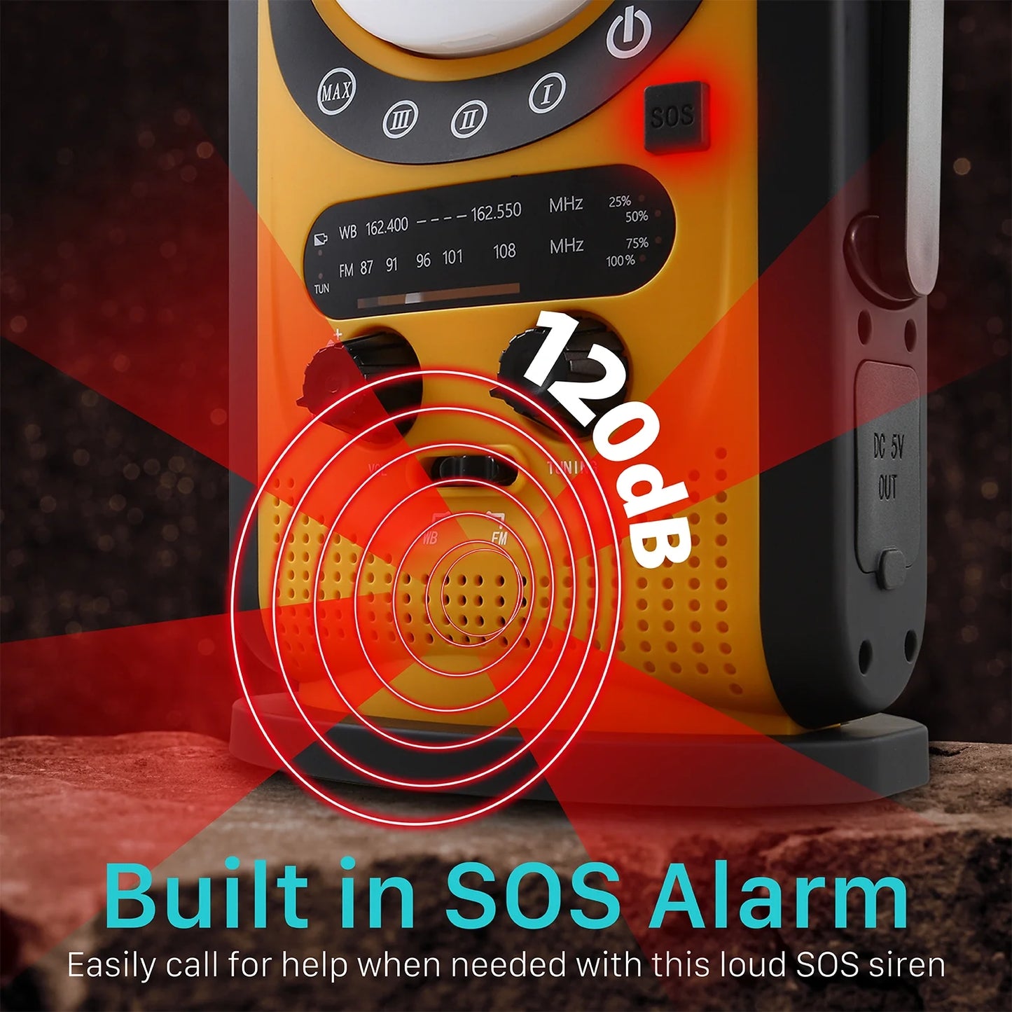 FosPower 6,000mAh Emergency Radio (Model A7) Power Bank Charger & Lantern with Reading Light, FM/NOAA Alert, Solar Charging, Hand Crank & SOS Alarm Camping & Outdoors