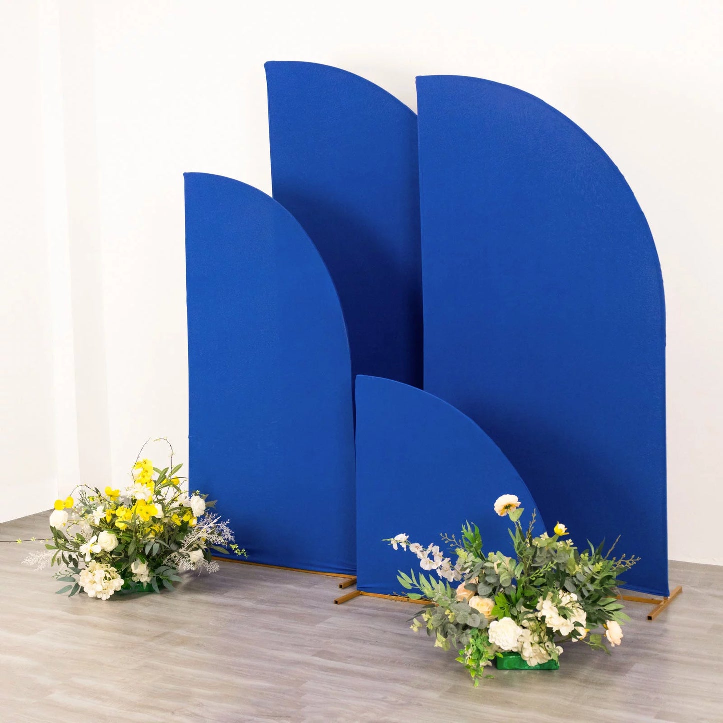 Efavormart Set of 4 | Matte Royal Blue Fitted Spandex Half Moon Wedding Arch Shield Custom Fit Chiara Backdrop Stand Protection - 2.5ft,5ft,6ft,7ft