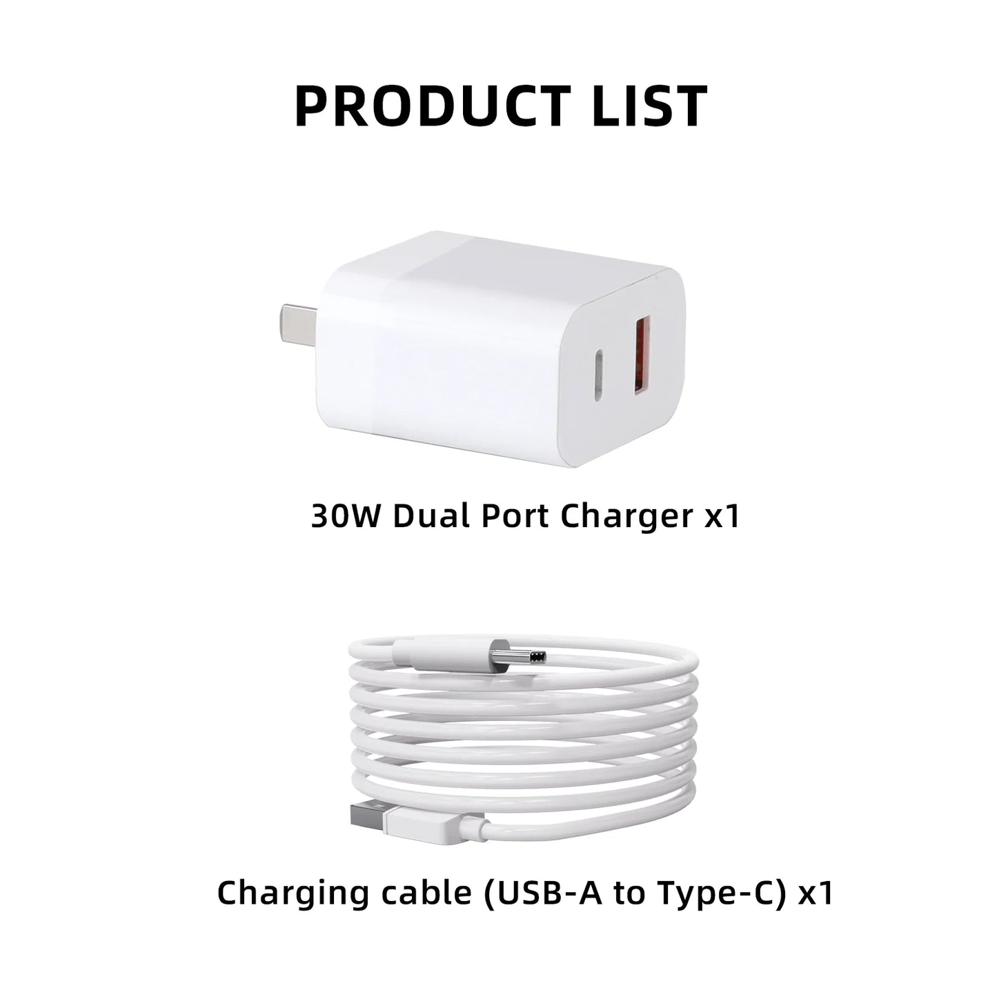 30W USB Charger with Type-C Cable Dual-Port Charging DJI Mini 2/Mini 3 Pro Charging Parts