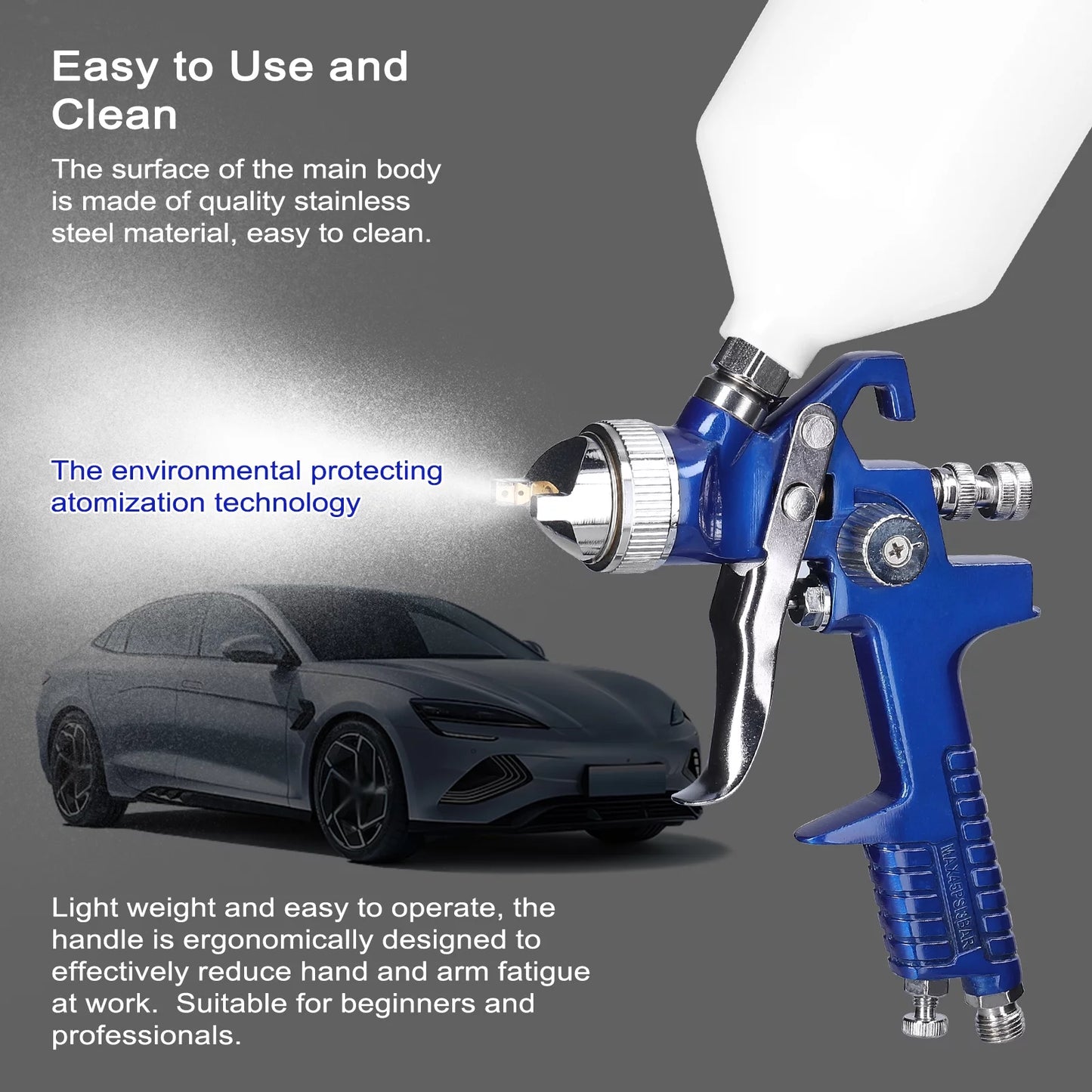 Yabuy HVLP Car Paint Spraying Tool Set 600CC Large Capacity Air Sprayer Stainless Steel Airbrush Kit Auto Paint Repairing Device