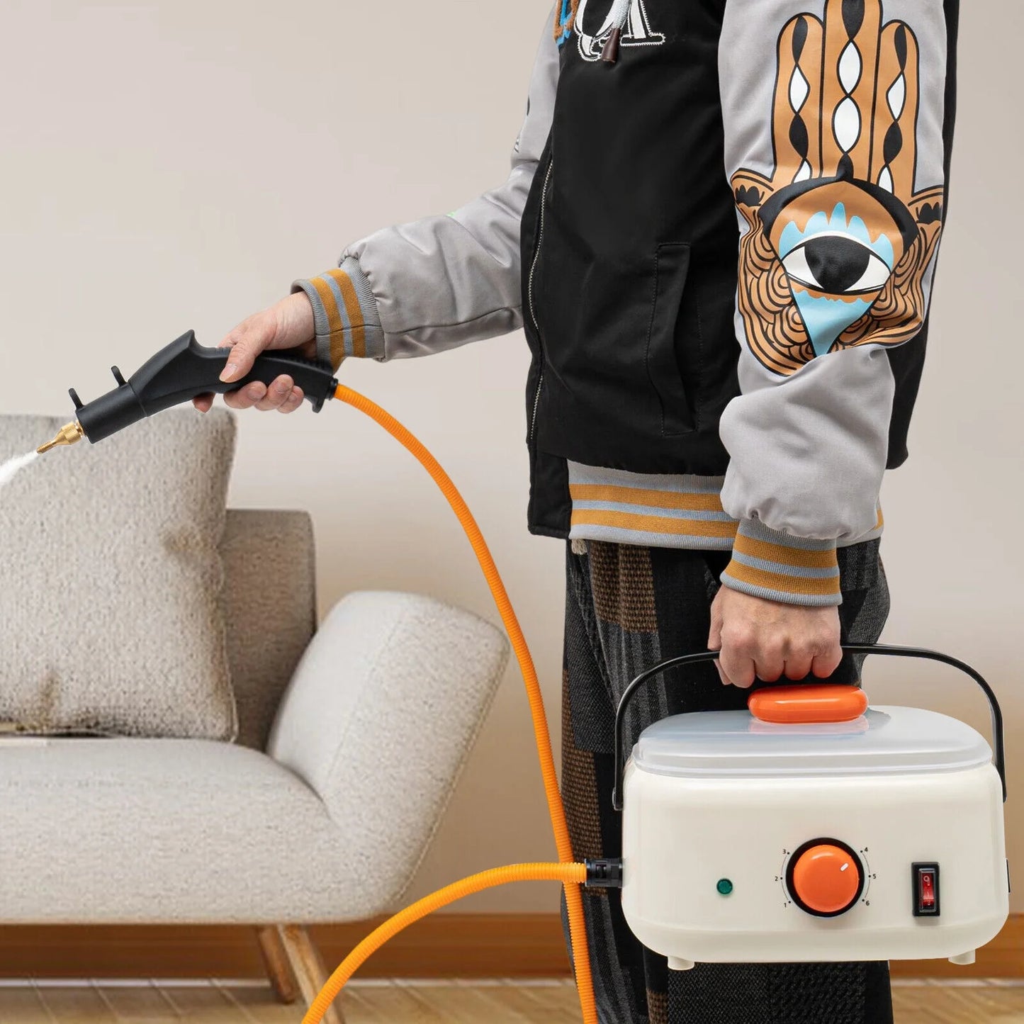 2500W High Pressure Steam Cleaner Commercial High Temp Electric Cleaning Machine ,≥ 100℃/212°F Working Temperature Homes, Hotels, Restaurants, Car Maintenance Stores
