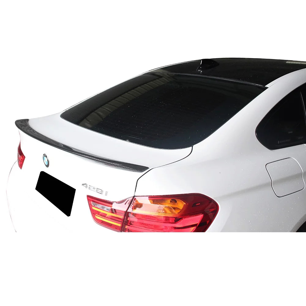 Ikon Motorsports with 15-20 BMW F36 4 Series 4DR Gran Coupe V Style Rear Trunk Spoiler Wing - Carbon Fiber 2015 2016 2017 2018 2019 2020