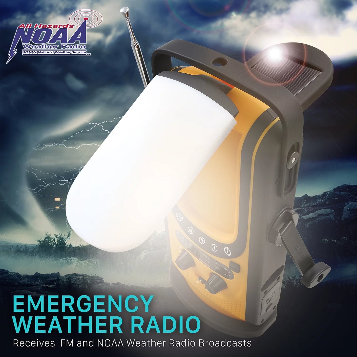 FosPower 6,000mAh Emergency Radio (Model A7) Power Bank Charger & Lantern with Reading Light, FM/NOAA Alert, Solar Charging, Hand Crank & SOS Alarm Camping & Outdoors
