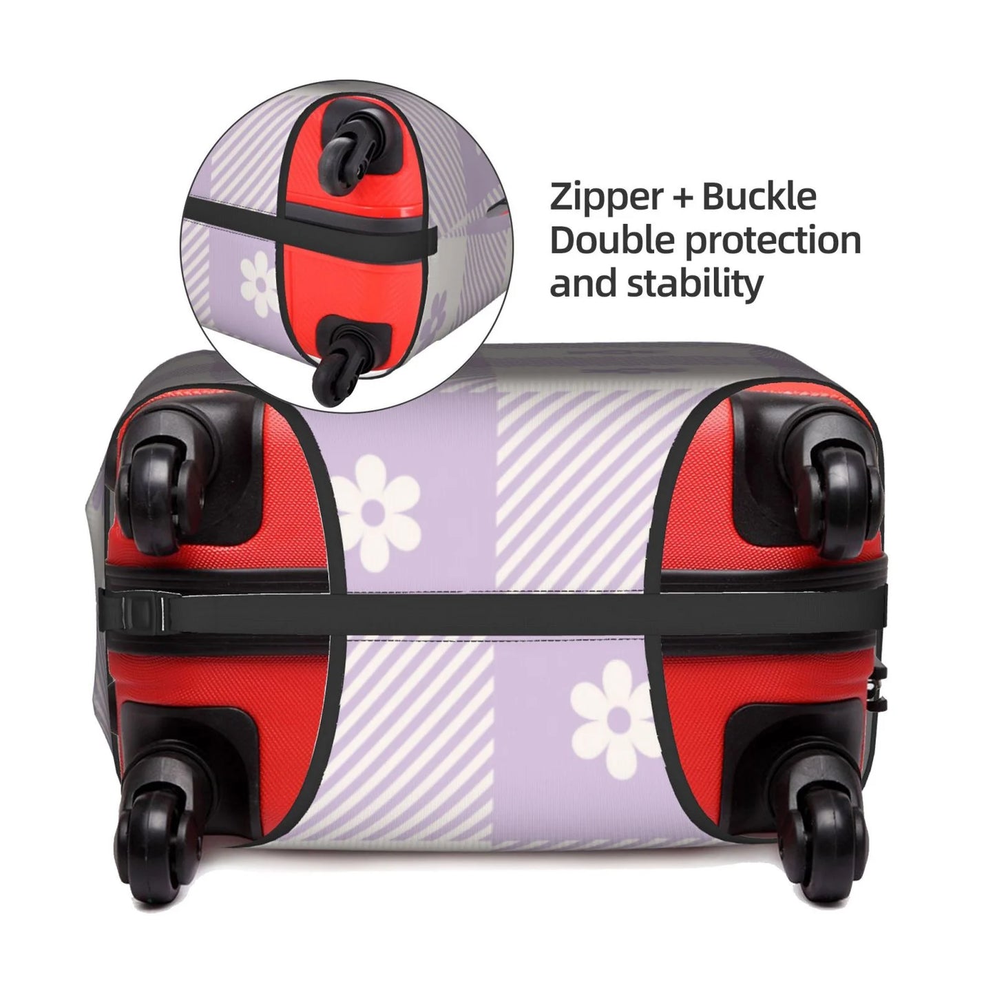 Kll Floral Purple Buffalo Plaid Luggage Wrap Suitcase Shield Suitcase Protector-
