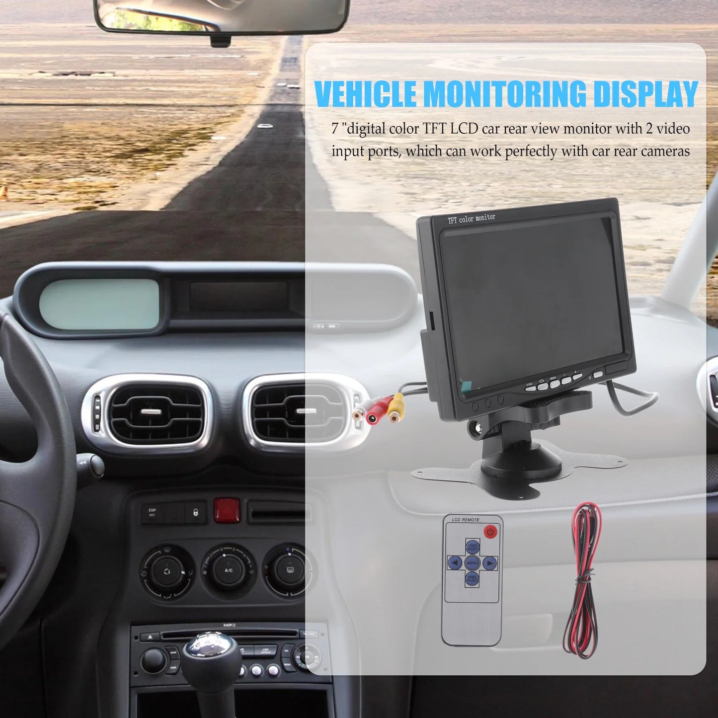 Mirror Monitor car 7" TFT LCD Backlight Color Mirror Monitor Car Reverse Rear View Backup Camera Car DVD Serveillance Camera (Black)