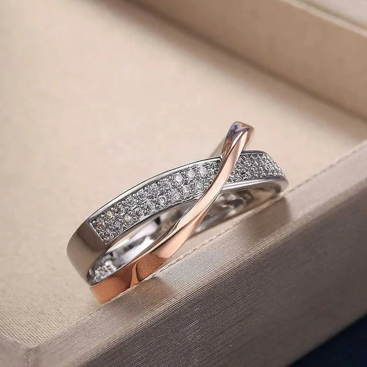 Delysia Kingladies Fashion White Sapphire Ring Cross Rose Gold Ring Ladies Valen