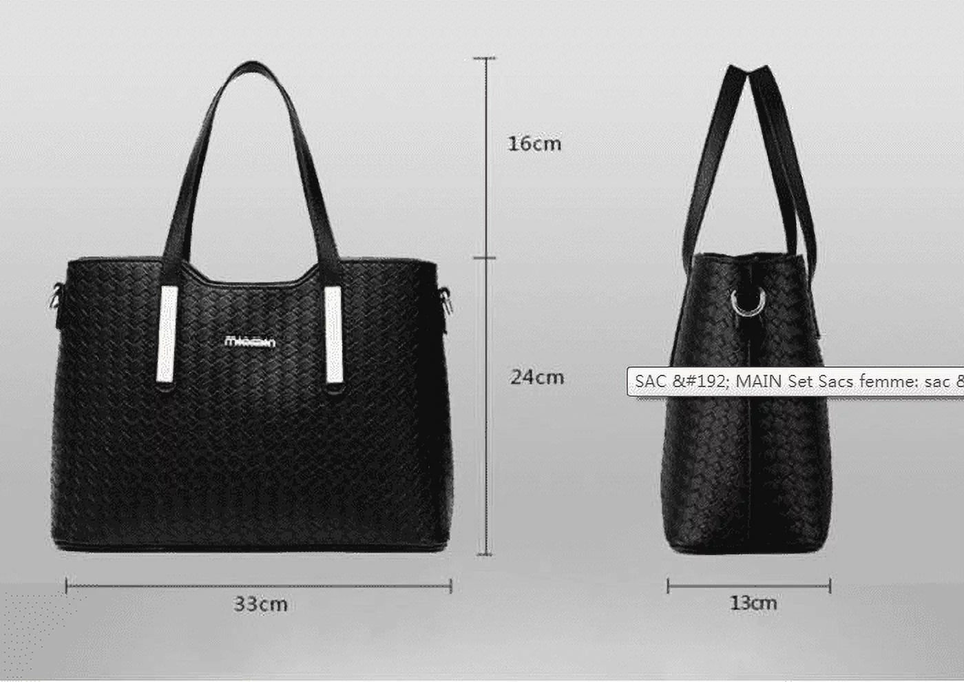 Smarit Women Pu Leather Weave Handbag Purse Bag Set 3 Pieces Tote Bag Set Shoulder Bags Big Capacity