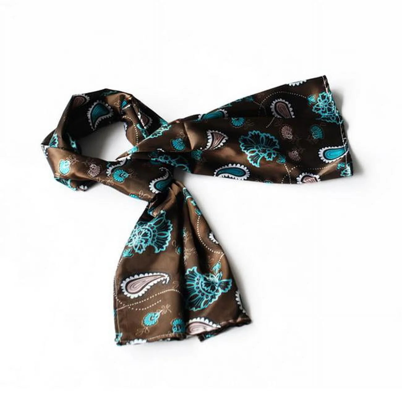 Blancho Dark Brown Paisley & Flower Pattern Elegant Extremely Soft Silk Scarf/Wrap/Shawl - Small
