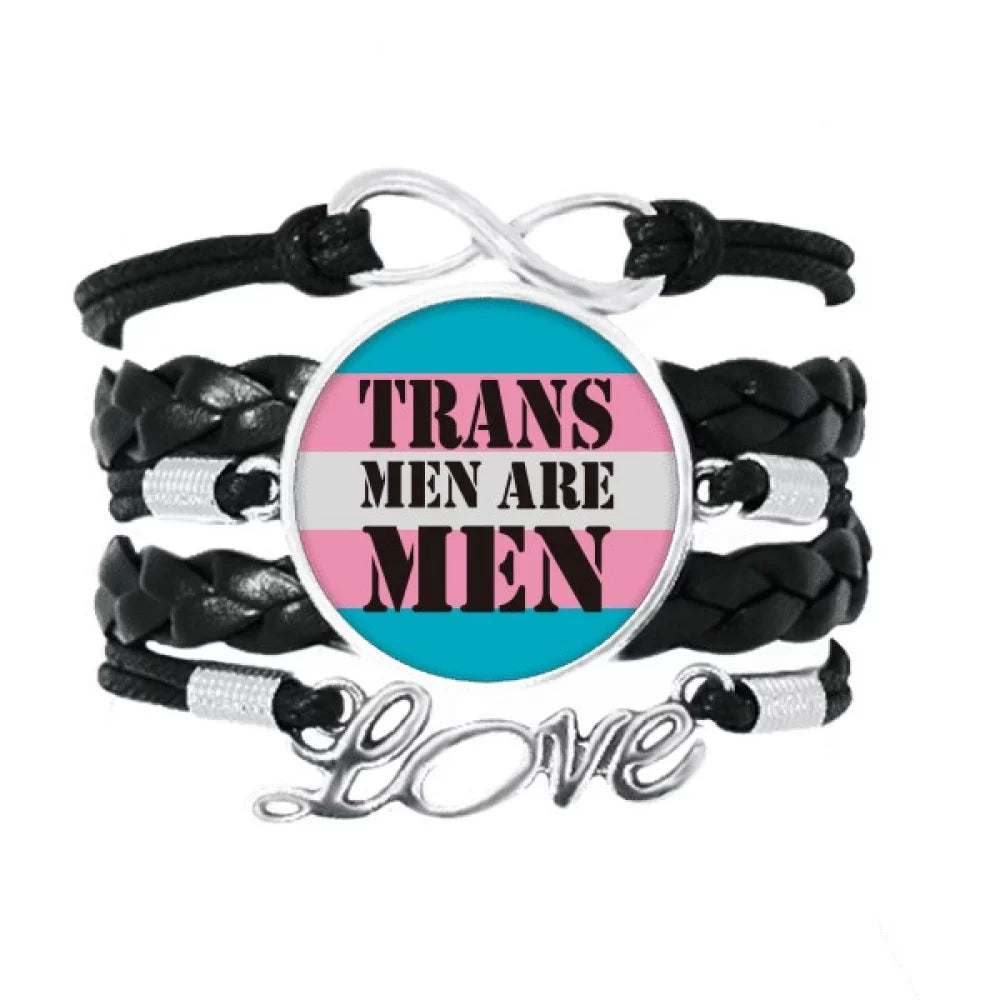 Trans Man Support LGBT Transgender Bracelet Love Accessory Twisted Leather Knitting Rope Wristband