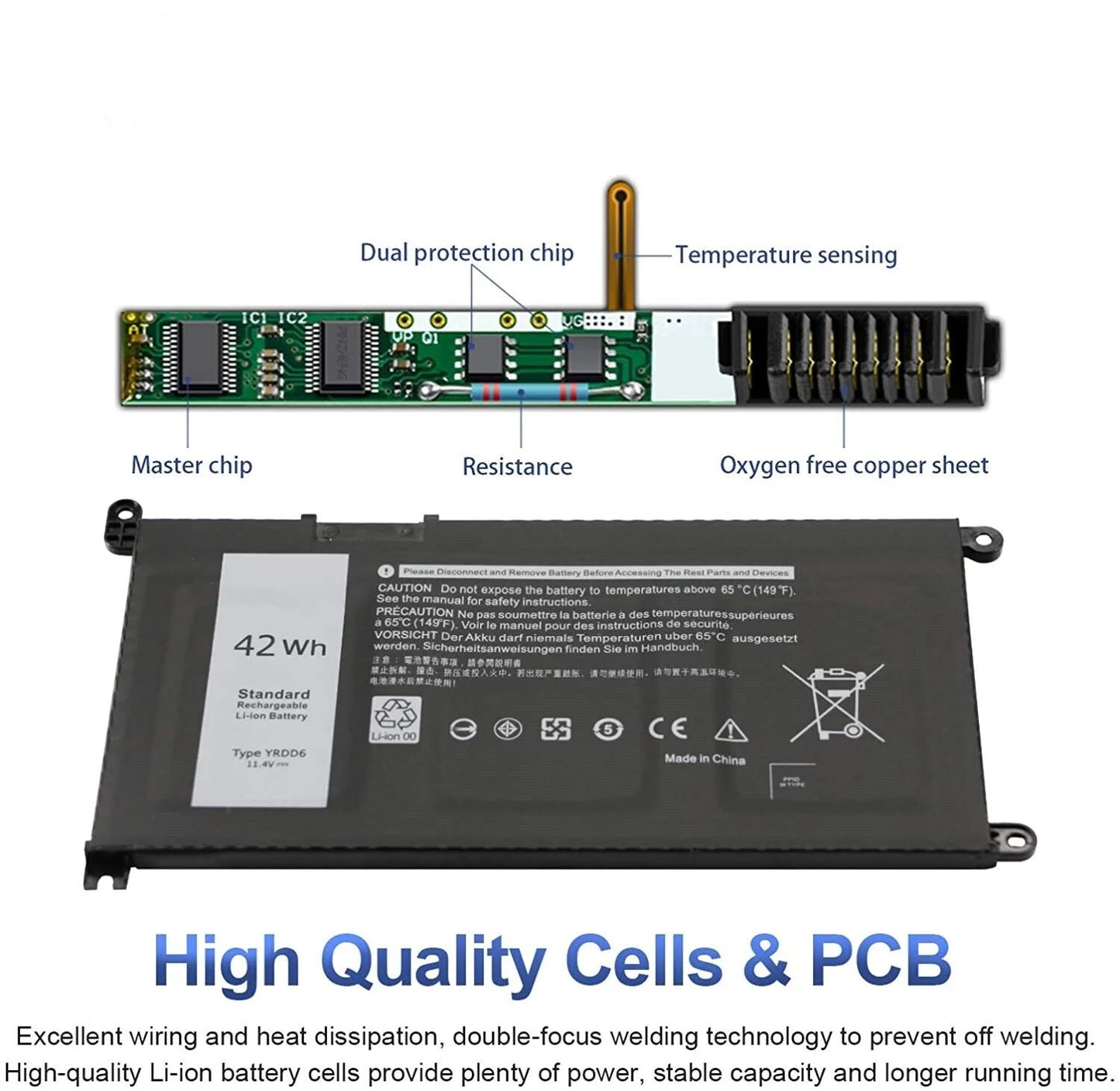 YRDD6 Battery For Dell Inspiron 3493 3582 3583 3584 3793 Latitude 3310 VM732