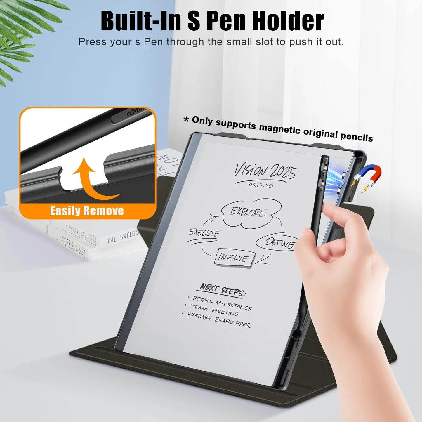Xuanbeier Remarkable 2 Case Magnetic with Pen Holder Remarkable 2 10.3 Inch Digital Paper Folio Ultra Slim Book