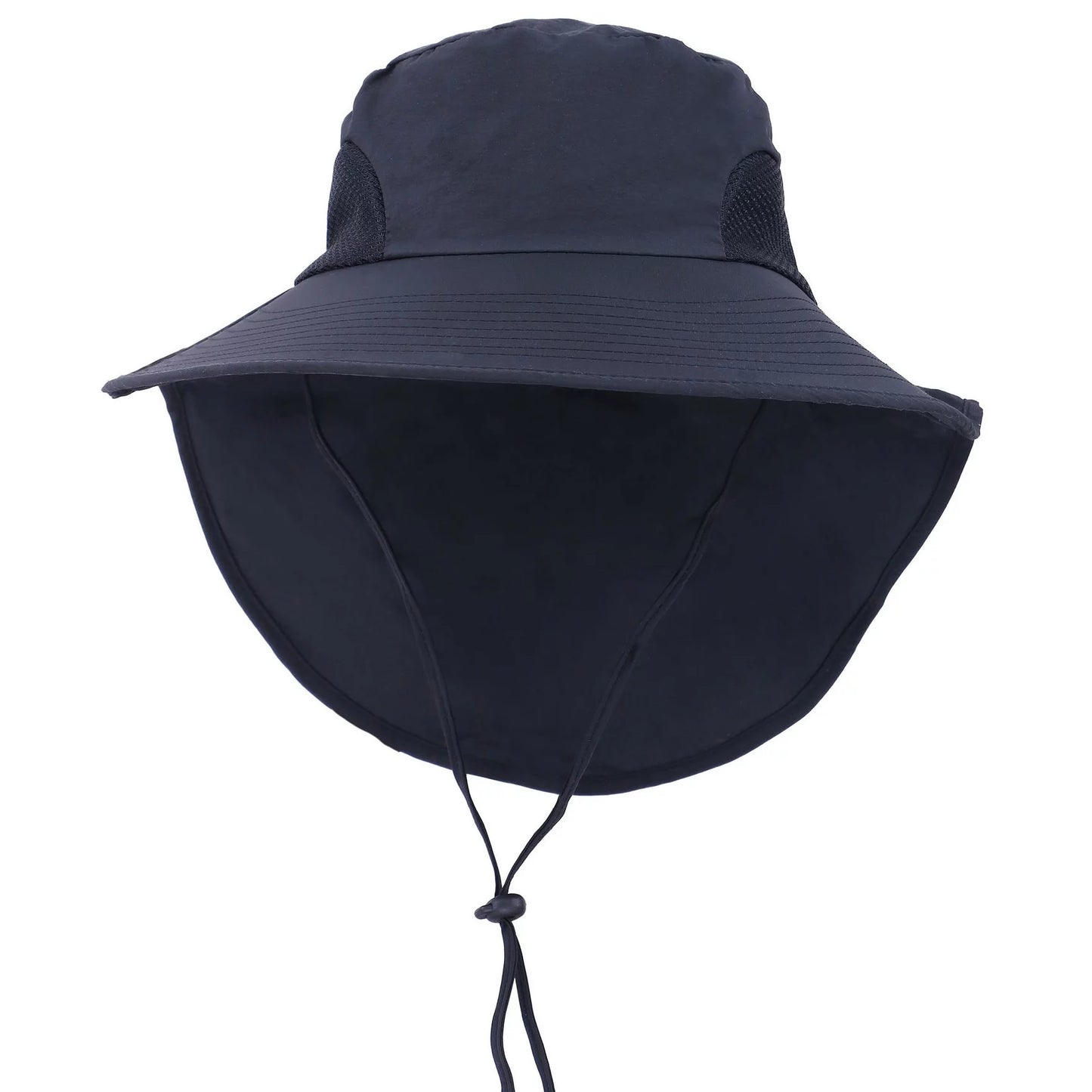 Womens Foldable Flap Wrap UPF 51+ UV Protective Wide Brim Bucket Sun Hat Black