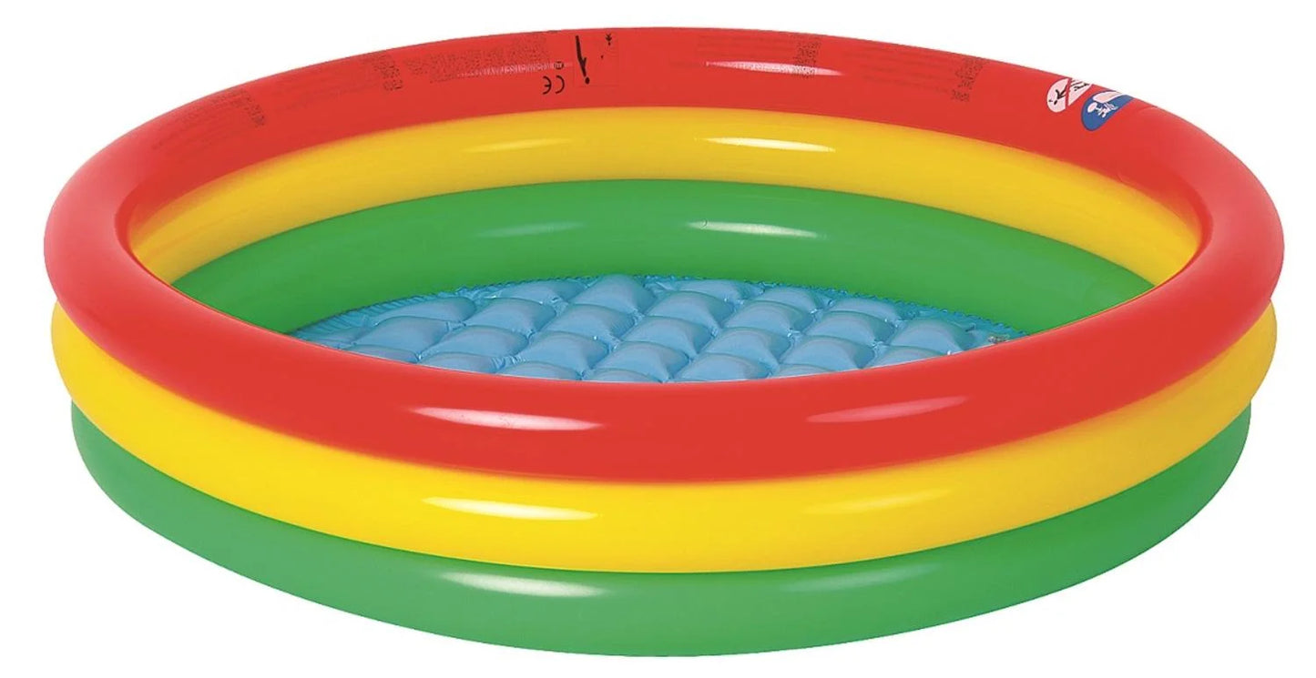 59" Red Yellow and Green Ringed Round Inflatable Baby Swimming Pool