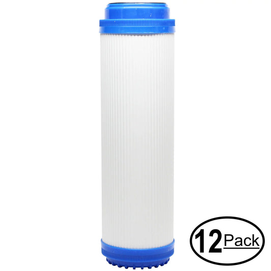 12-Pack Replacement H2O Distributors UCF-02-38-USA Granular Activated Carbon Filter - Universal 10-inch Cartridge H2O Distributors Dual Stage Under Sink System - Denali Pure Brand