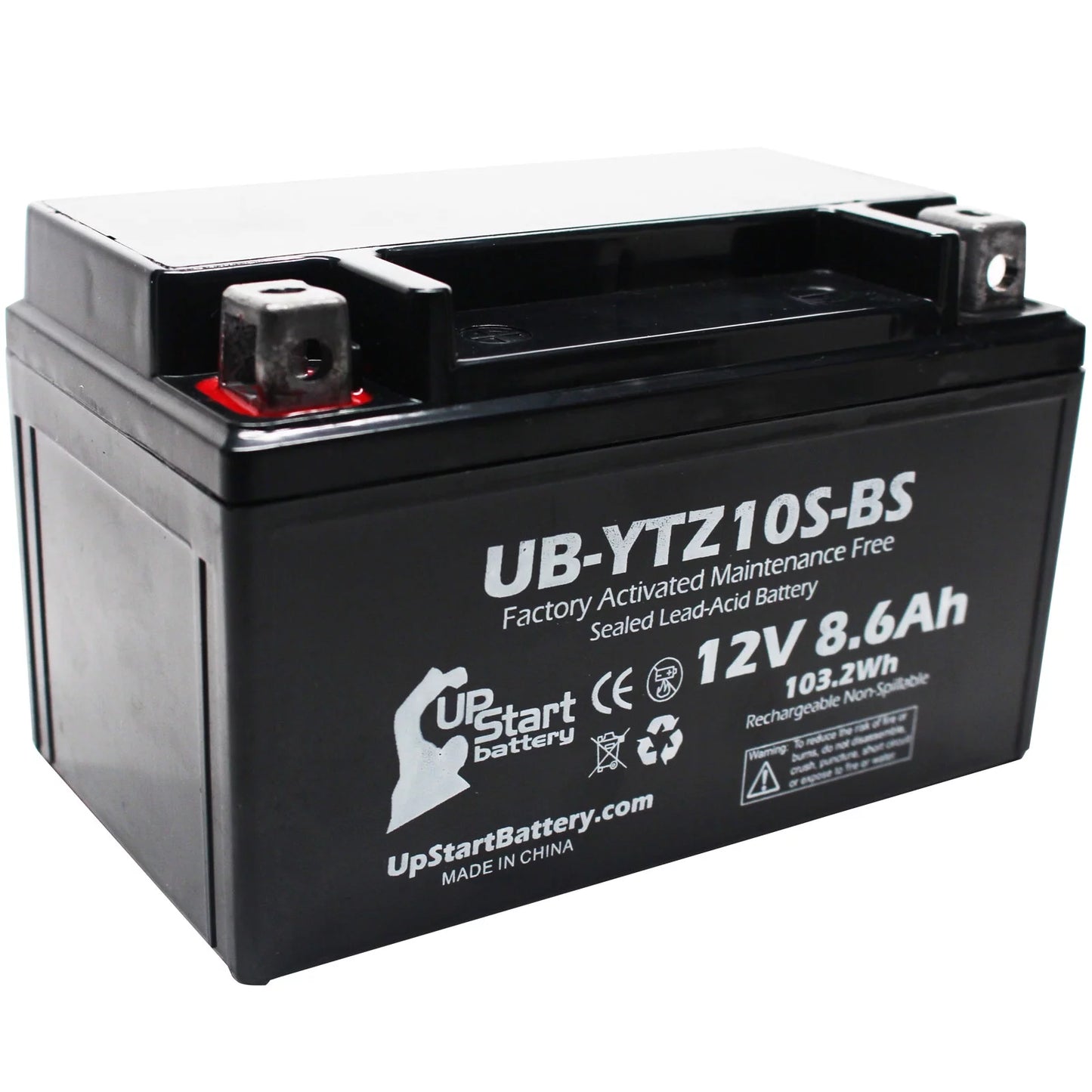 4-Pack UpStart Battery Replacement 2011 Yamaha YZF-R1 1000CC Factory Activated, Maintenance Free, Motorcycle Battery - 12V, 8.6Ah, UB-YTZ10S-BS