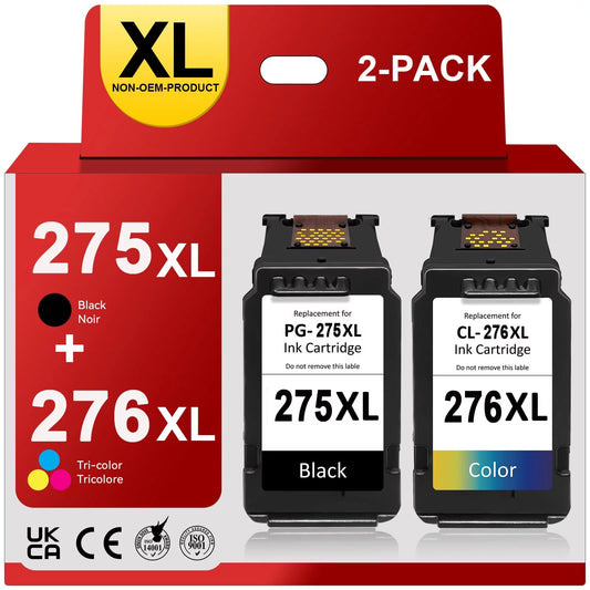 275XL 276XL Ink Cartridge Replacement Canon PG-275 CL-276,High Yield Canon 275 and 276 Multi Pack Ink PIXMA TS3520 TS3522 TS3500 TR4720 TR4700 TR4722 Printers(1Black 1 Color)