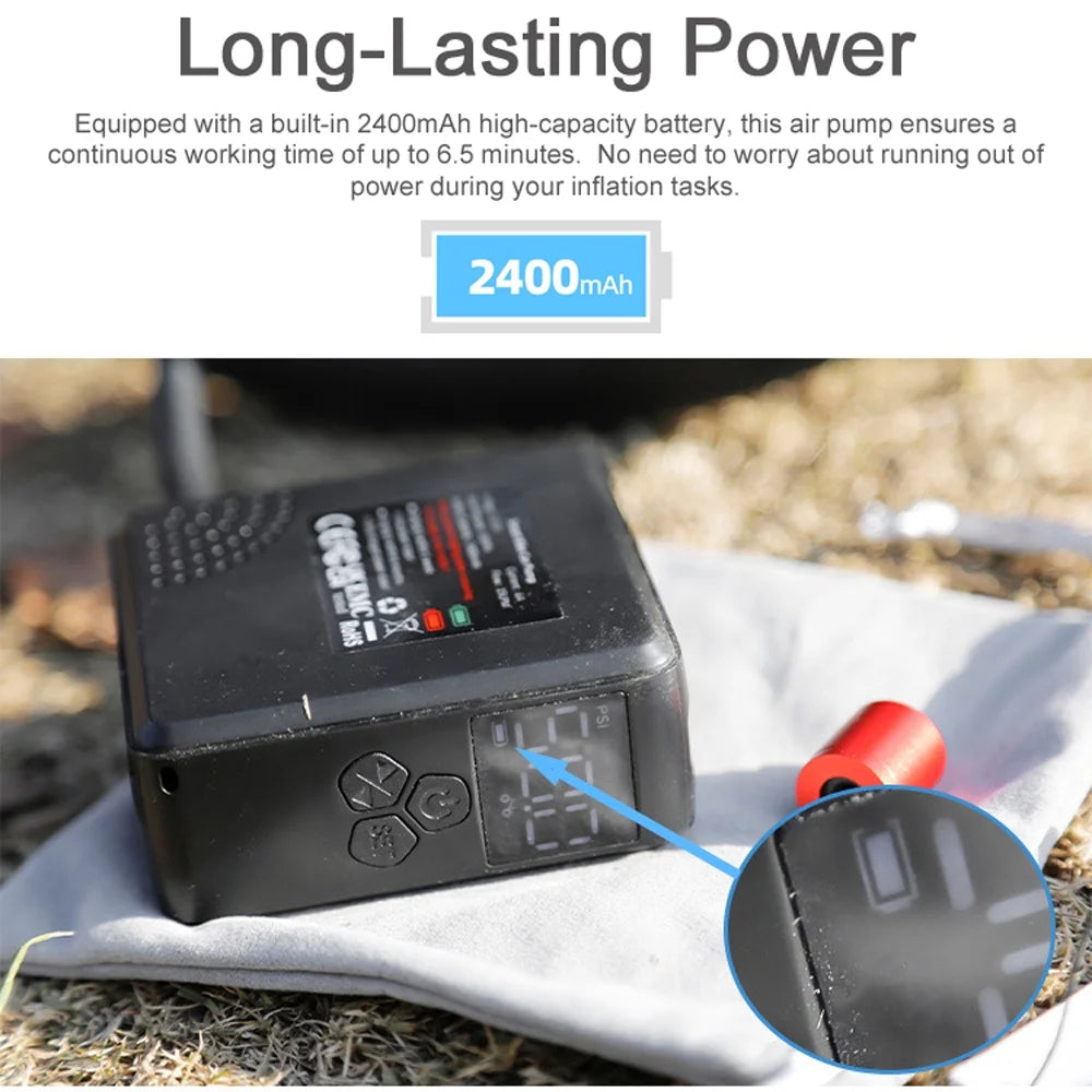 Walmeck 150PSI Cordless Air Pump Tire Inflator Bicycles and Electric Bicycles, Support Tire Pressure Detecting