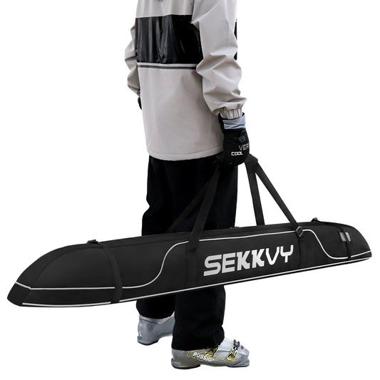170CM/67IN Single Ski Bag Snowboard Bag 600D Waterproof Oxd Cloth Ski Travel Bag Adjustable Shoulder Strap Ski, Travel Transport, and Outdoor Camping black