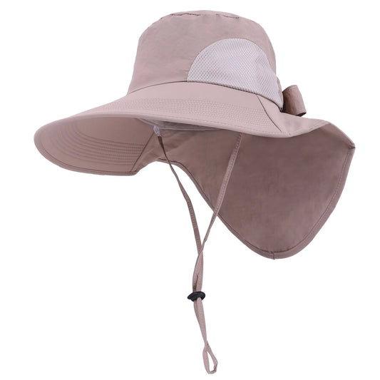 Womens Foldable Flap Wrap UPF 51+ UV Protective Wide Brim Bucket Sun Hat Black