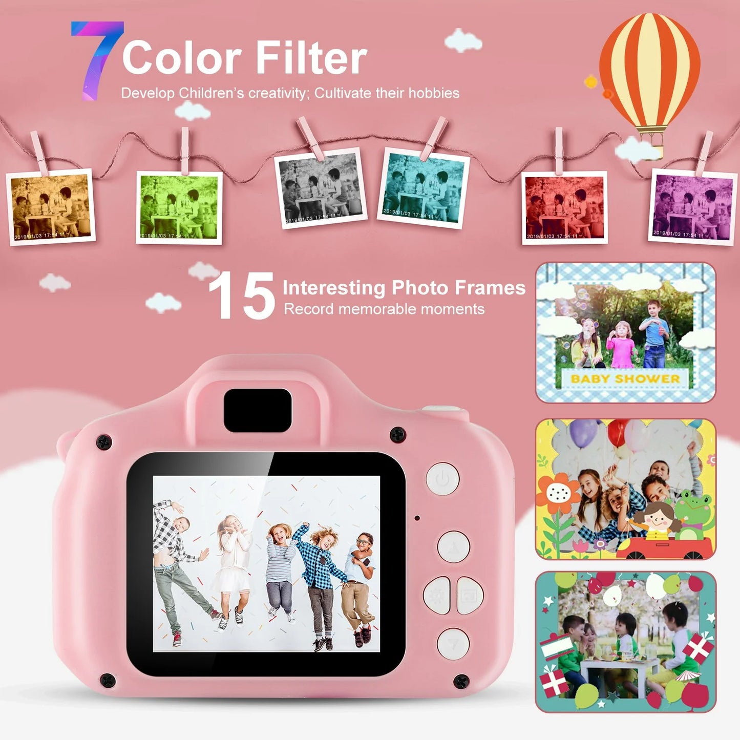 iMounTEK Kids Digital Camera with 2.0” Screen 12MP 1080P FHD Video Camera 4X Digital Zoom Games 32GB Card Supported Shockproof Child Camcorder 3-10 Years Boys Girls