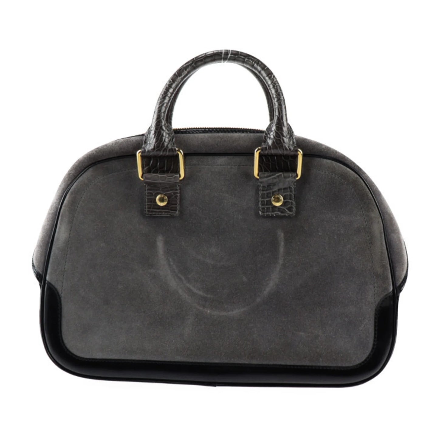 Pre-Owned LOUIS VUITTON Louis Vuitton Stamp Bag GM Handbag M95237 Suede Calf Leather Gray Black Gold Hardware (Good)