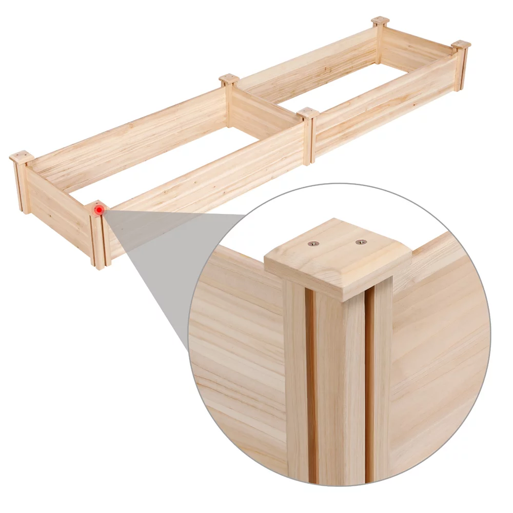 Easyfashion Wooden Raised Garden Bed, 96.7 x 24.6 x 10.6inch (L x W x H),Natural Wood