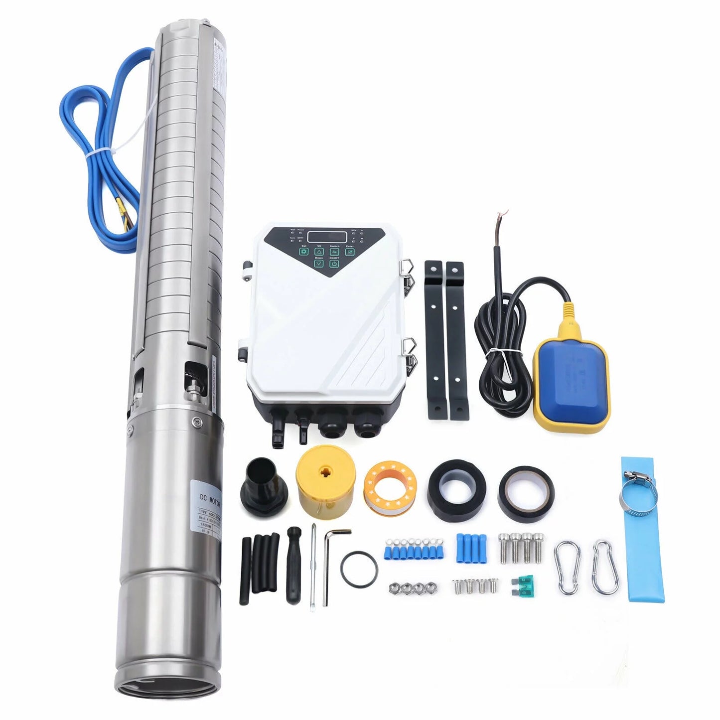 4" 2 HP 110V Solar Water Pump Submersible MPPT Controller Kit DC Deep Well Pump