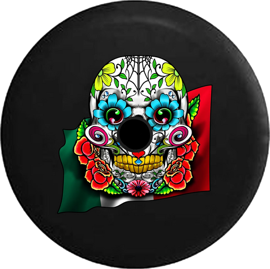 2018 2019 Wrangler JL Backup Camera Mexican Sugar Skull with Roses Colorful Spare Tire Wrap Jeep RV 32 Inch
