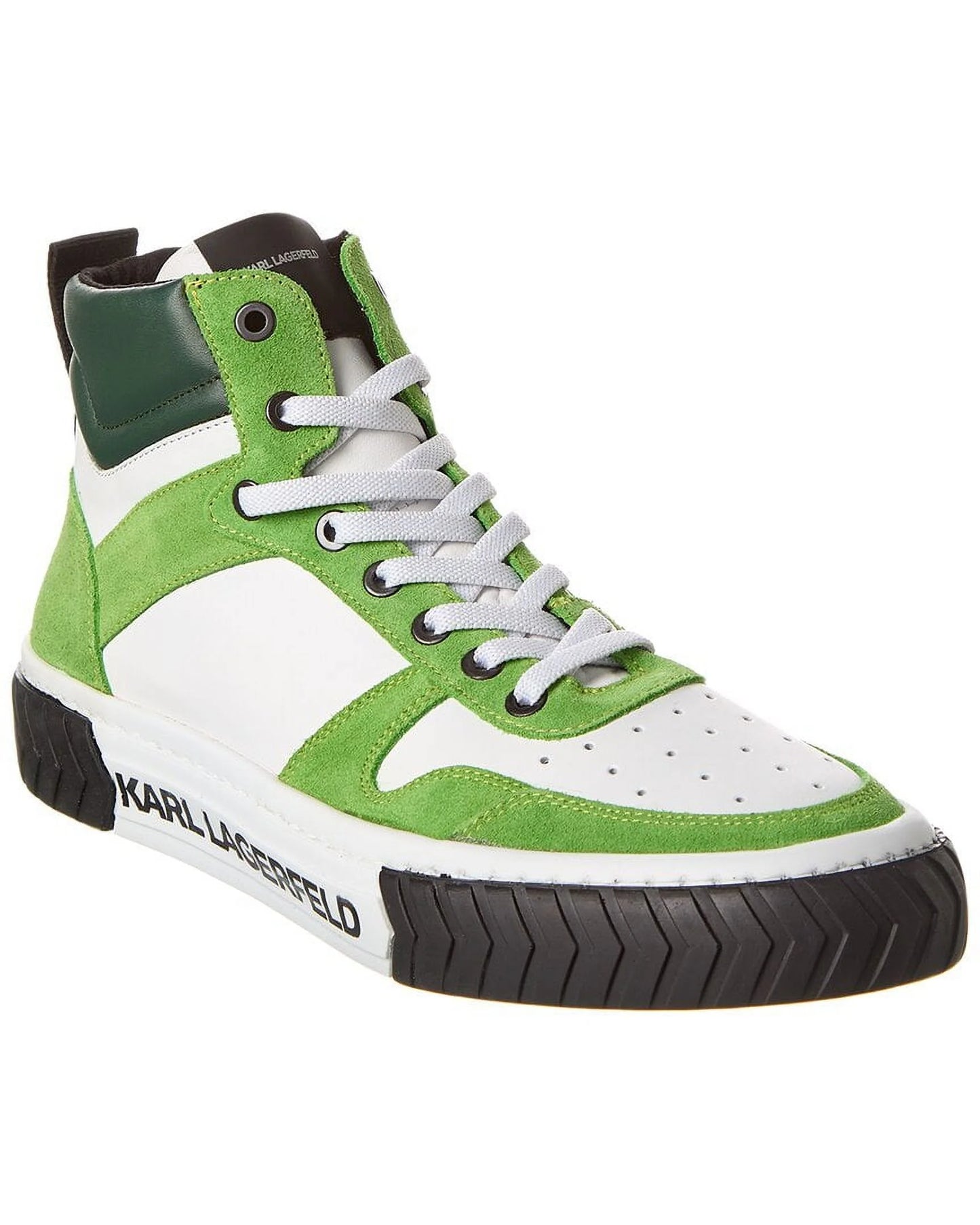 KARL LAGERFELD Mid-Top Leather Sneaker, 10.5, Green