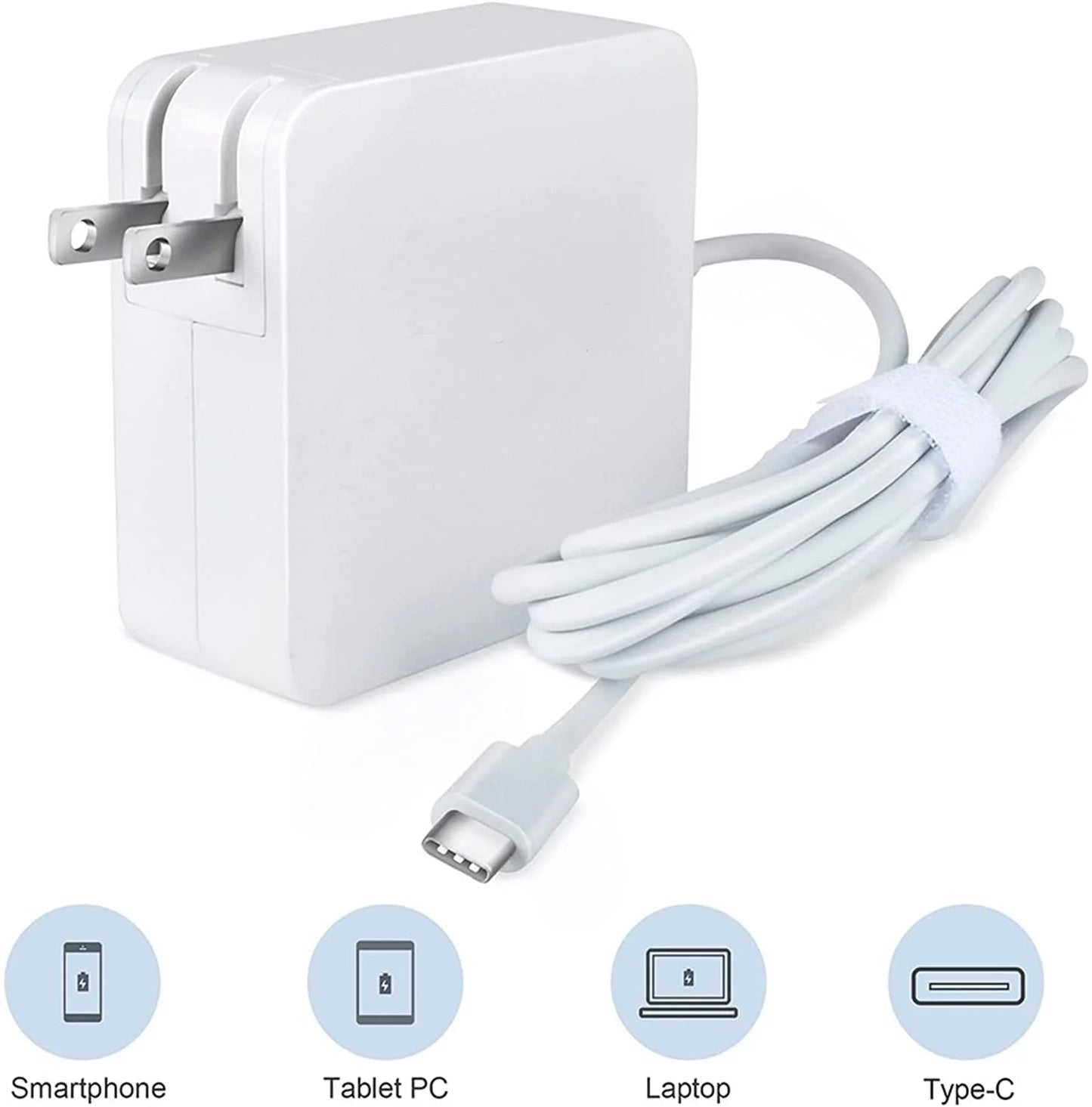 K-MAINS White 5ft 65W Type-C USB-C AC Adapter Charger Replacement Lenovo ThinkPad Yoga 11e Chromebook (4th Gen) 20HY 20HW