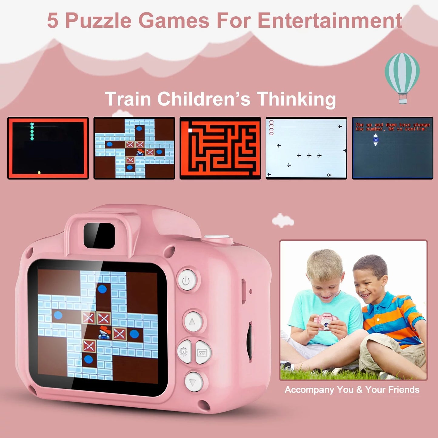 iMounTEK Kids Digital Camera with 2.0” Screen 12MP 1080P FHD Video Camera 4X Digital Zoom Games 32GB Card Supported Shockproof Child Camcorder 3-10 Years Boys Girls